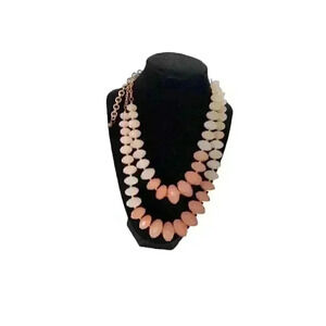 Peach double strand acrylic necklace vintage-lobster clasp-adjustable